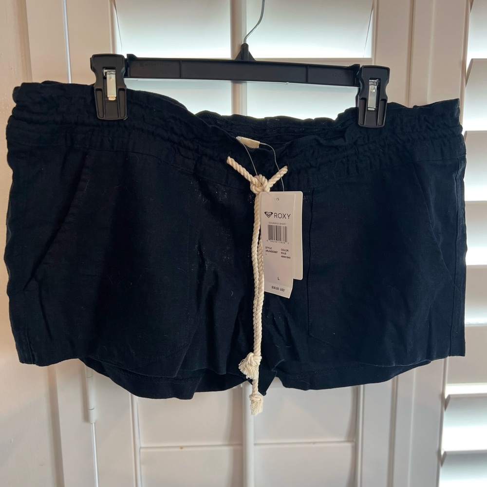 Roxy Linen Black Shorts